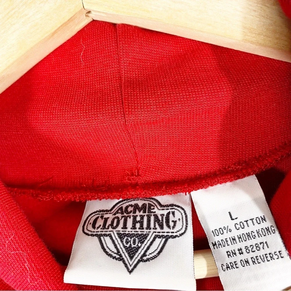 ACME Clothing Looney Tunes Embroidered Red Turtleneck Oversized Shirt XL - Picture 7 of 8